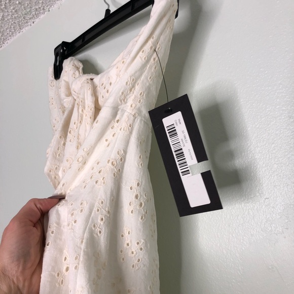 Olivaceous Eyelet Lace Mini Dress Sleeveless Ruffle - Picture 8 of 15